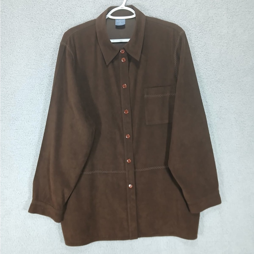 Westbound Brown Faux Suede‎ Feel Longline Shirt Jacket Size XL